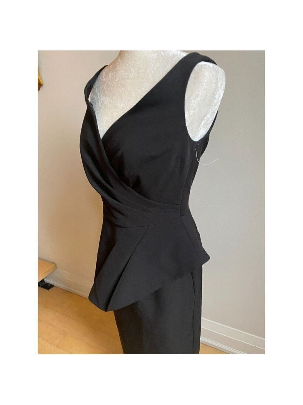 Ralph Lauren womens black surplice peplum sheath dress - Picture 4 of 5